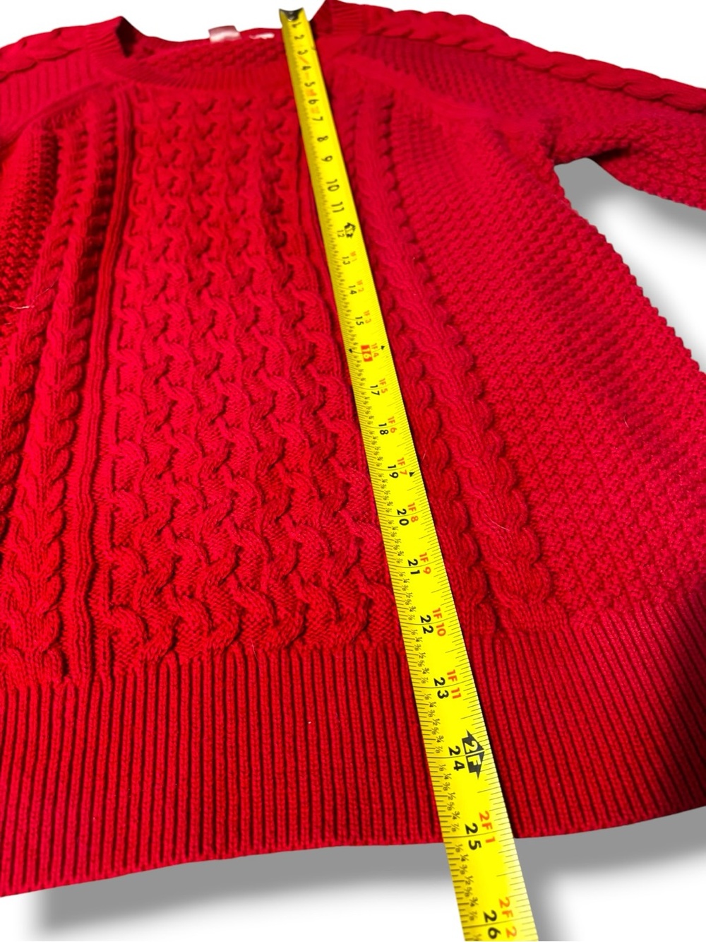 GAP Red Cable-Knit Long Sleeve Classic Design Comfy and Cozy Crewneck Sweater - Picture 12 of 16